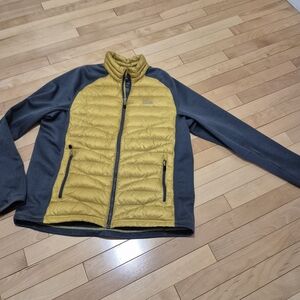 L.L. Bean Down Front Jacket -Men's Large Yellow & Gray